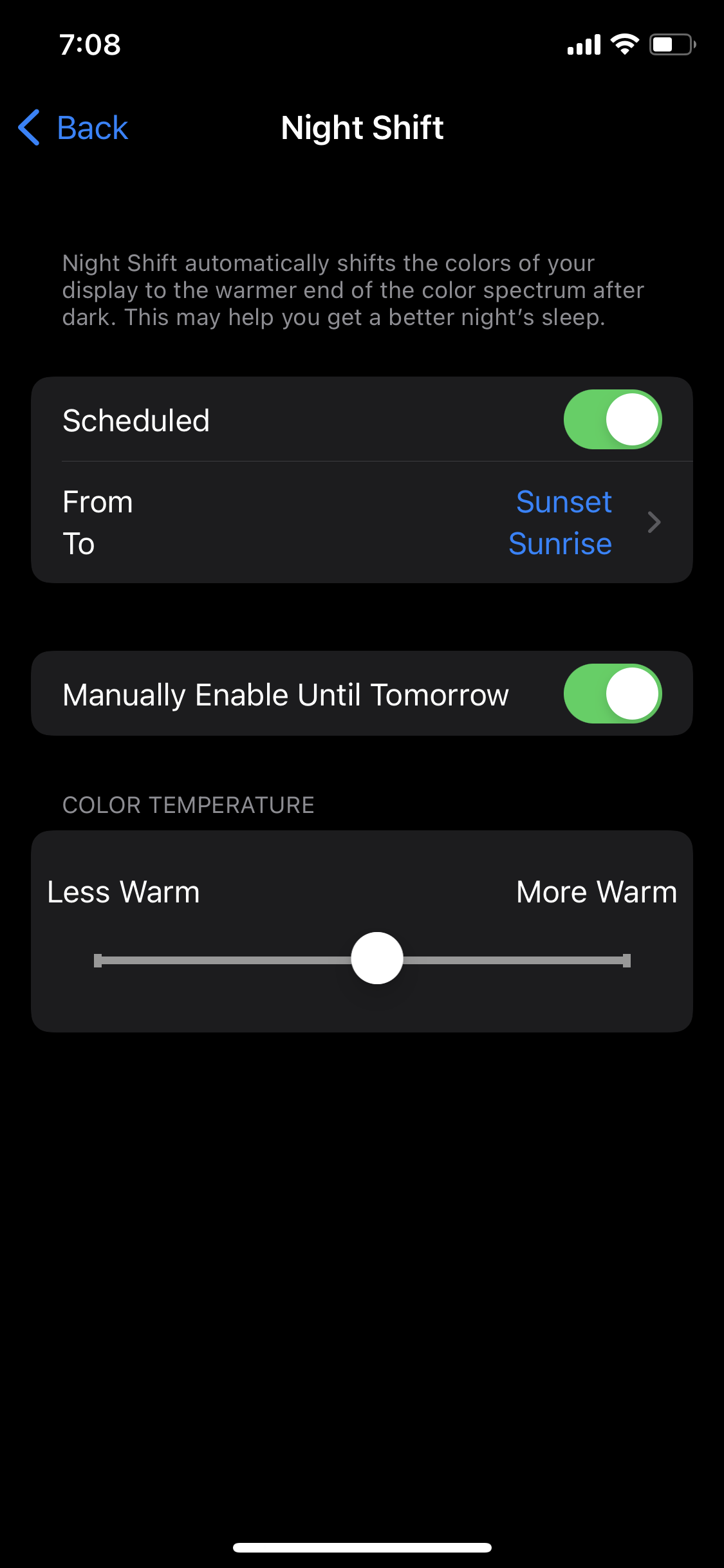 low blue light iphone setting
